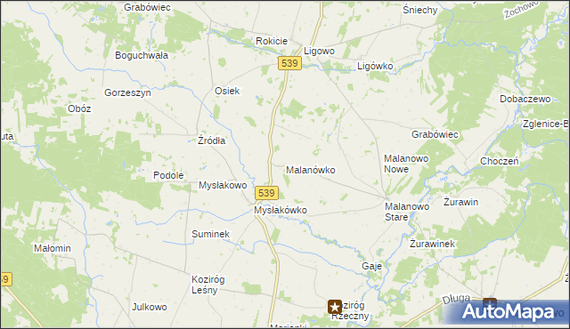 mapa Malanówko, Malanówko na mapie Targeo