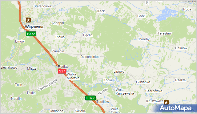 mapa Malcanów gmina Wiązowna, Malcanów gmina Wiązowna na mapie Targeo