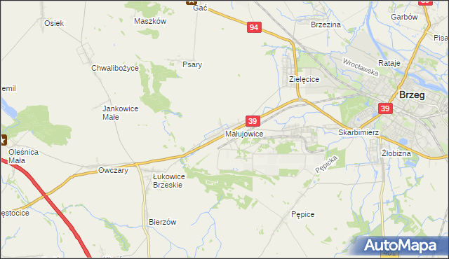 mapa Małujowice, Małujowice na mapie Targeo