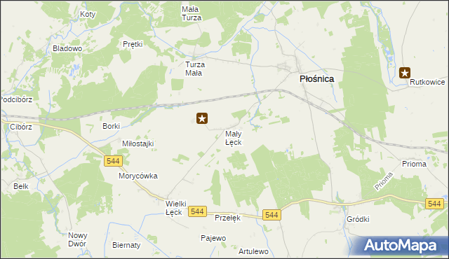 mapa Mały Łęck, Mały Łęck na mapie Targeo