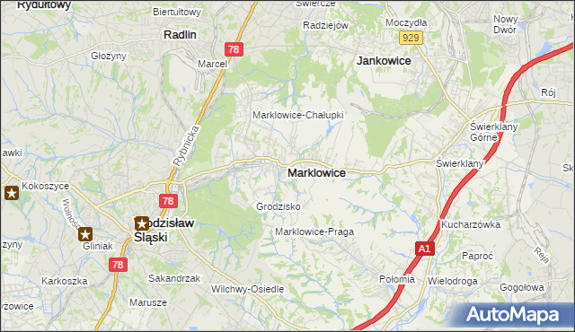 mapa Marklowice, Marklowice na mapie Targeo