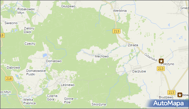 mapa Mechowo gmina Puck, Mechowo gmina Puck na mapie Targeo