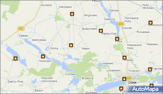 mapa Mełpin, Mełpin na mapie Targeo