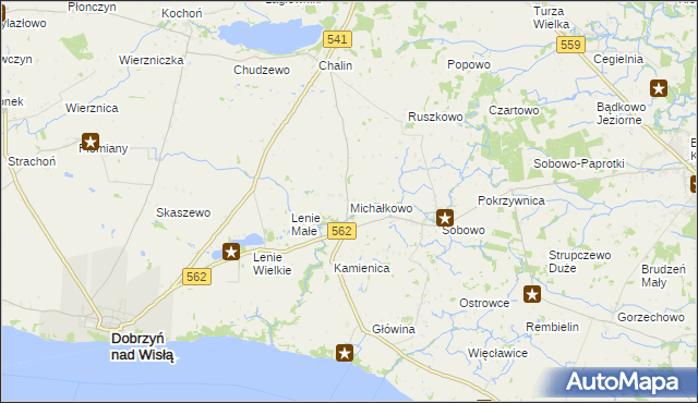 mapa Michałkowo gmina Dobrzyń nad Wisłą, Michałkowo gmina Dobrzyń nad Wisłą na mapie Targeo