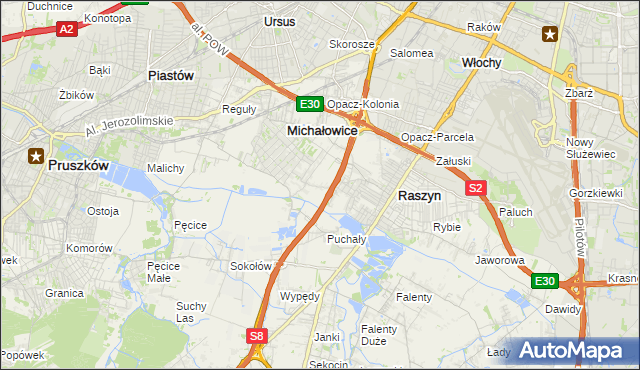 mapa Michałowice-Wieś, Michałowice-Wieś na mapie Targeo