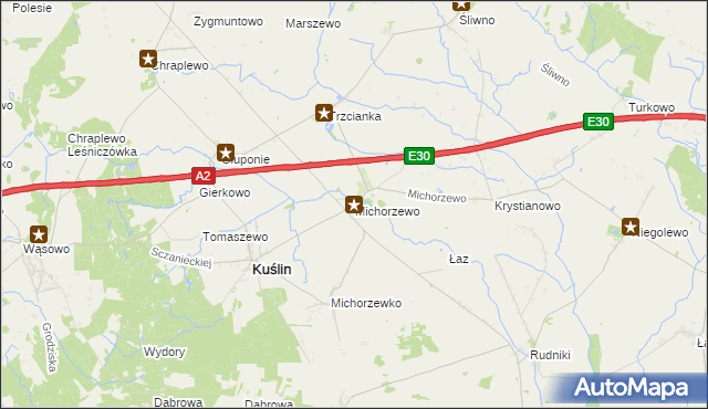 mapa Michorzewo, Michorzewo na mapie Targeo