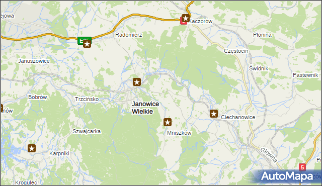 mapa Miedzianka gmina Janowice Wielkie, Miedzianka gmina Janowice Wielkie na mapie Targeo