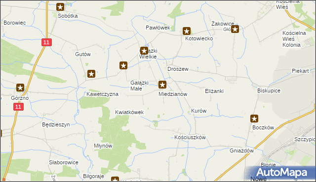 mapa Miedzianów, Miedzianów na mapie Targeo