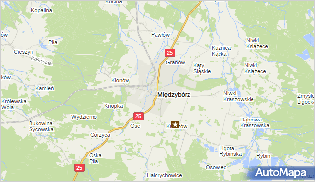 mapa Międzybórz powiat oleśnicki, Międzybórz powiat oleśnicki na mapie Targeo