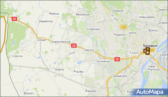 mapa Mierzyn gmina Dobra (Szczecińska), Mierzyn gmina Dobra (Szczecińska) na mapie Targeo