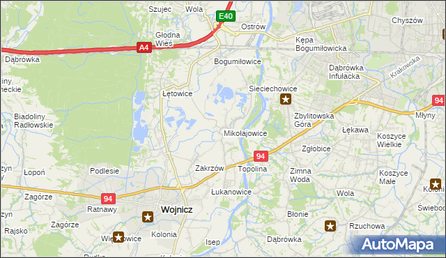 mapa Mikołajowice gmina Wierzchosławice, Mikołajowice gmina Wierzchosławice na mapie Targeo