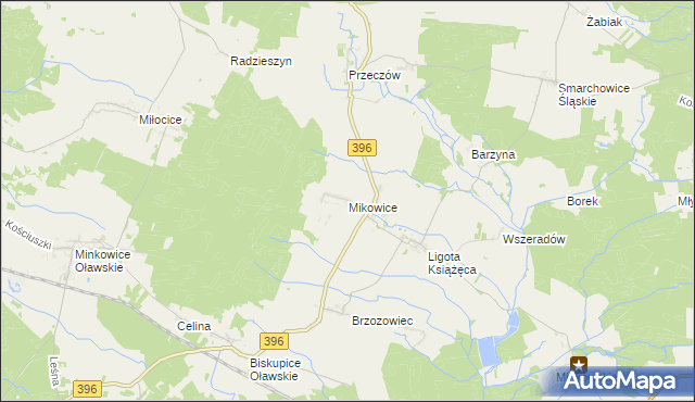 mapa Mikowice gmina Namysłów, Mikowice gmina Namysłów na mapie Targeo