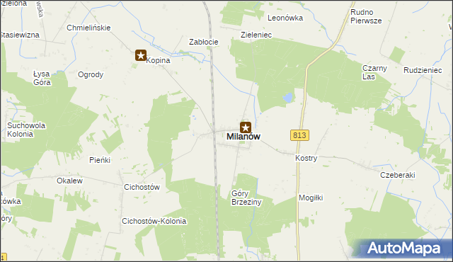 mapa Milanów powiat parczewski, Milanów powiat parczewski na mapie Targeo