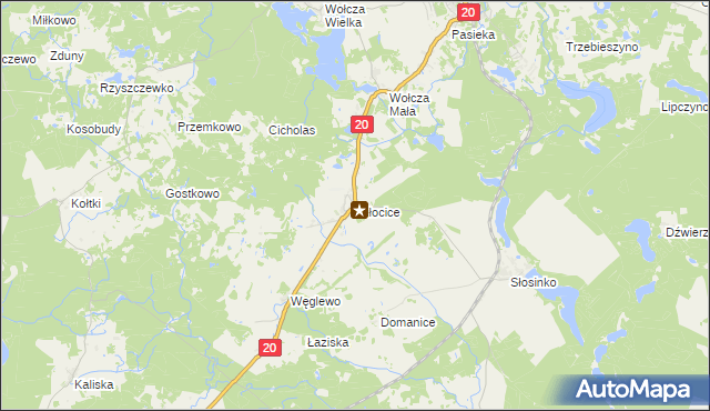 mapa Miłocice gmina Miastko, Miłocice gmina Miastko na mapie Targeo