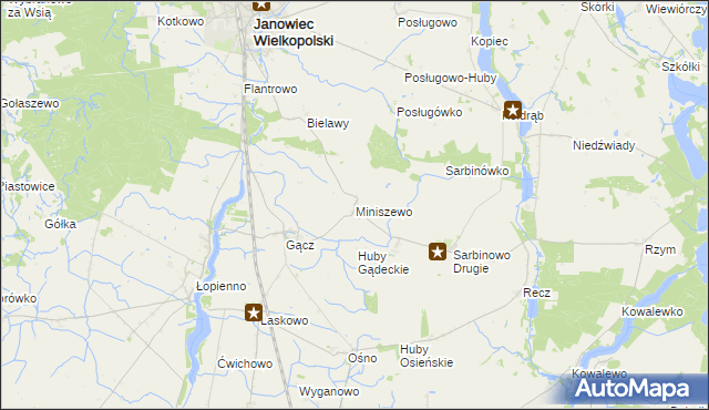 mapa Miniszewo, Miniszewo na mapie Targeo