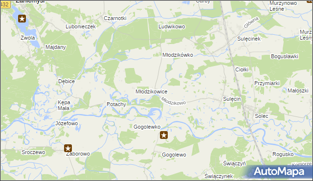 mapa Młodzikowo, Młodzikowo na mapie Targeo