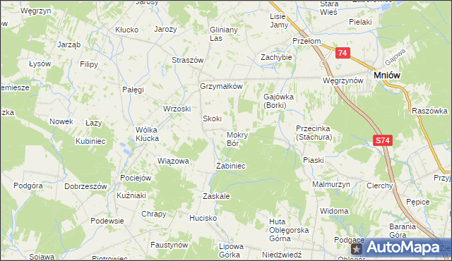 mapa Mokry Bór, Mokry Bór na mapie Targeo