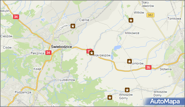 mapa Mokrzeszów, Mokrzeszów na mapie Targeo