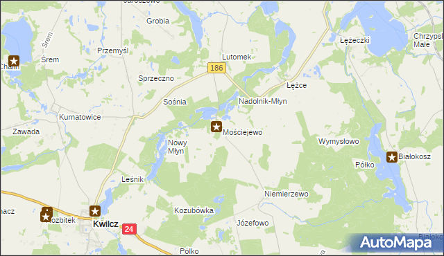 mapa Mościejewo, Mościejewo na mapie Targeo