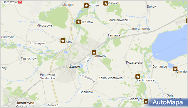 mapa Mrowiny gmina Żarów, Mrowiny gmina Żarów na mapie Targeo