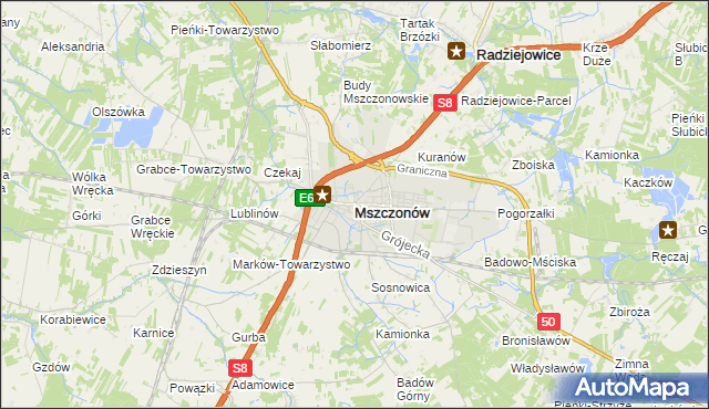 mapa Mszczonów, Mszczonów na mapie Targeo