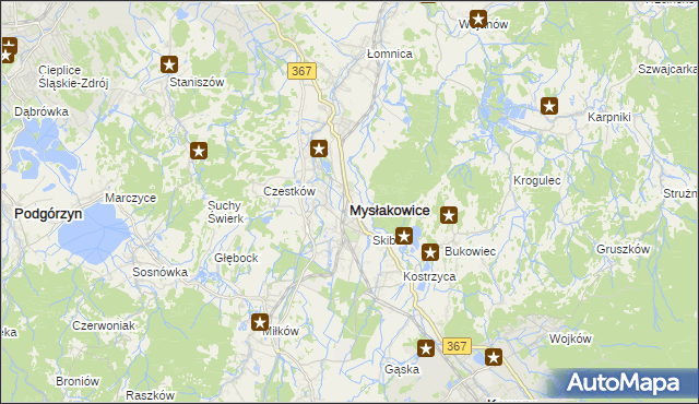 mapa Mysłakowice, Mysłakowice na mapie Targeo