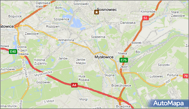 mapa Mysłowice, Mysłowice na mapie Targeo