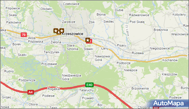 mapa Nawojowa Góra, Nawojowa Góra na mapie Targeo