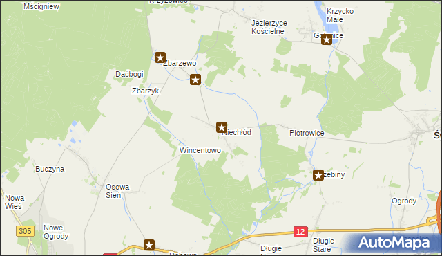 mapa Niechłód, Niechłód na mapie Targeo