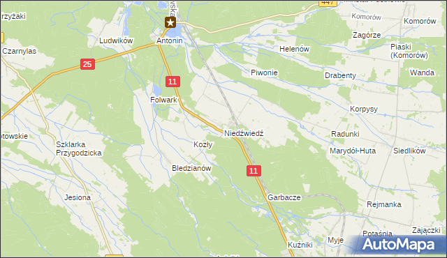 mapa Niedźwiedź gmina Ostrzeszów, Niedźwiedź gmina Ostrzeszów na mapie Targeo