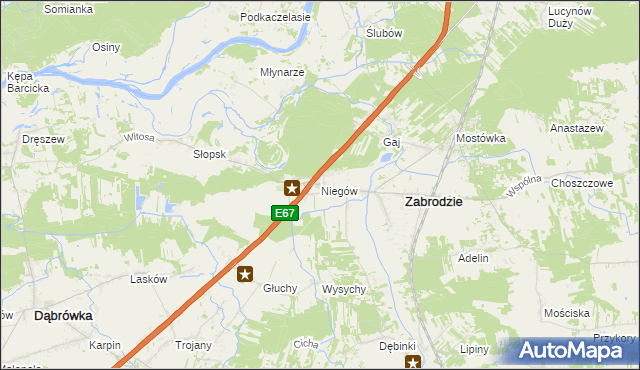 mapa Niegów, Niegów na mapie Targeo