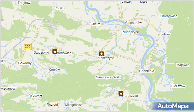 mapa Nieszczyce, Nieszczyce na mapie Targeo