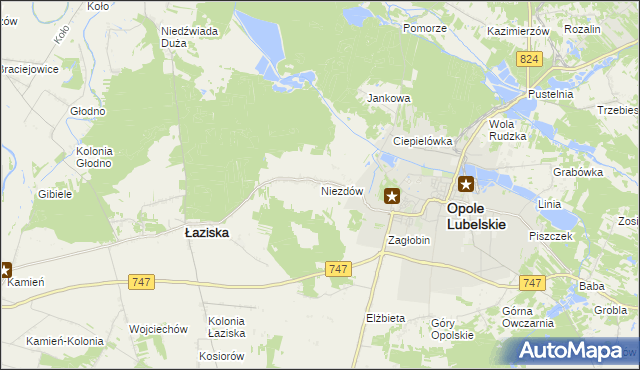 mapa Niezdów gmina Opole Lubelskie, Niezdów gmina Opole Lubelskie na mapie Targeo