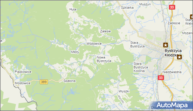 mapa Nowa Bystrzyca, Nowa Bystrzyca na mapie Targeo