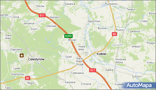 mapa Nowa Wieś gmina Kołbiel, Nowa Wieś gmina Kołbiel na mapie Targeo