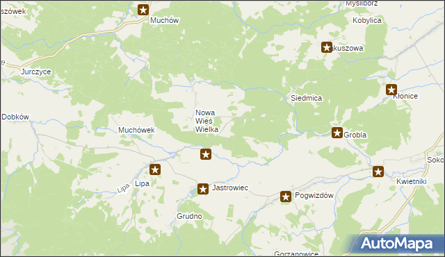 mapa Nowa Wieś Mała gmina Paszowice, Nowa Wieś Mała gmina Paszowice na mapie Targeo