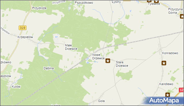 mapa Nowe Drzewce, Nowe Drzewce na mapie Targeo