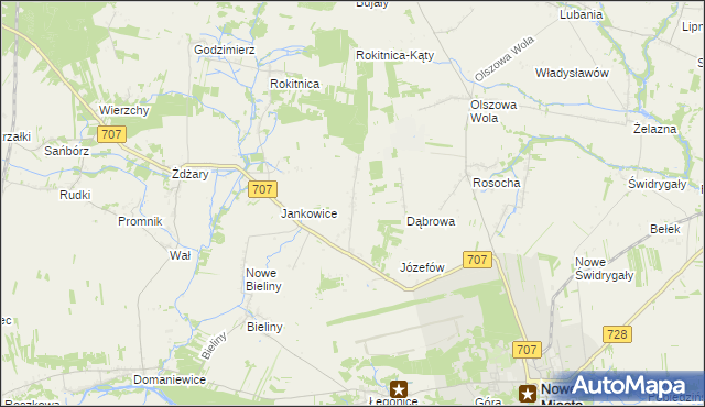 mapa Nowe Łęgonice, Nowe Łęgonice na mapie Targeo