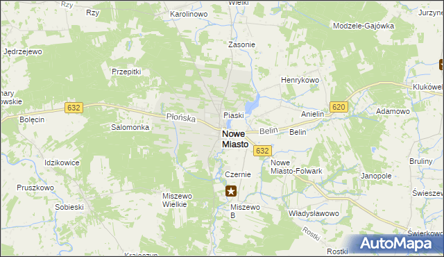 mapa Nowe Miasto powiat płoński, Nowe Miasto powiat płoński na mapie Targeo