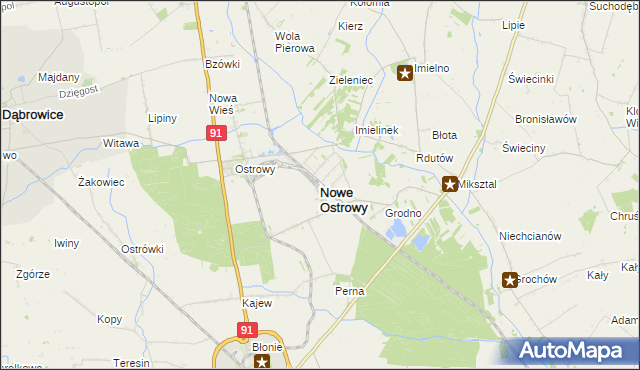 mapa Nowe Ostrowy, Nowe Ostrowy na mapie Targeo