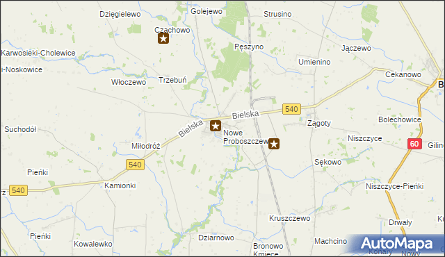 mapa Nowe Proboszczewice, Nowe Proboszczewice na mapie Targeo