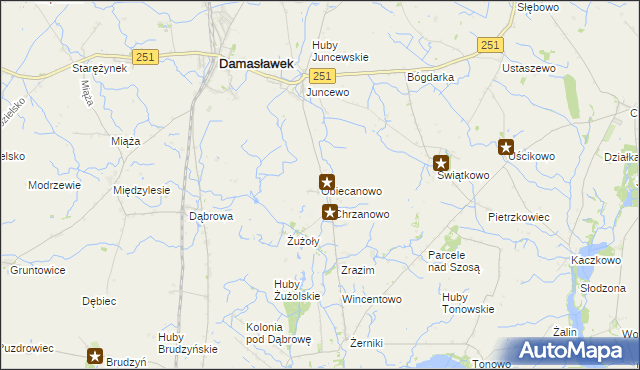 mapa Obiecanowo gmina Janowiec Wielkopolski, Obiecanowo gmina Janowiec Wielkopolski na mapie Targeo