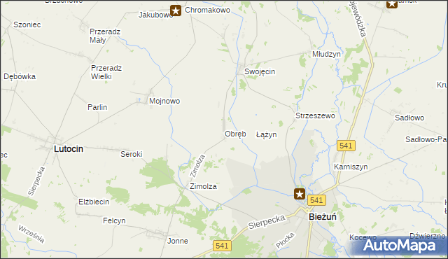 mapa Obręb gmina Lutocin, Obręb gmina Lutocin na mapie Targeo