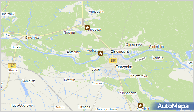 mapa Obrzycko-Zamek, Obrzycko-Zamek na mapie Targeo