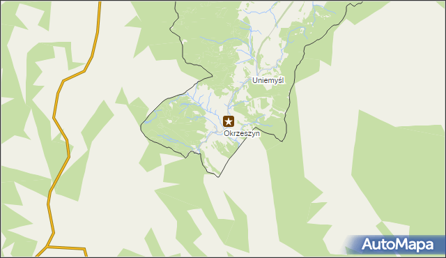 mapa Okrzeszyn gmina Lubawka, Okrzeszyn gmina Lubawka na mapie Targeo