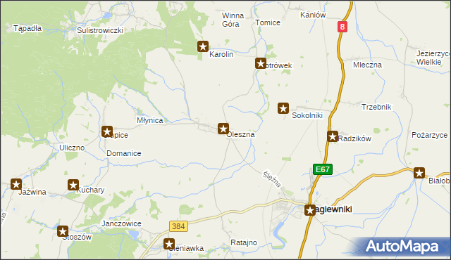 mapa Oleszna, Oleszna na mapie Targeo