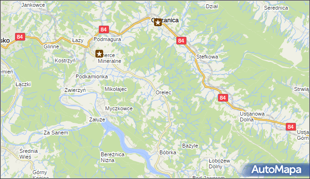 mapa Orelec, Orelec na mapie Targeo