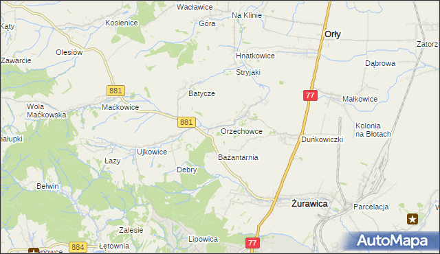 mapa Orzechowce, Orzechowce na mapie Targeo