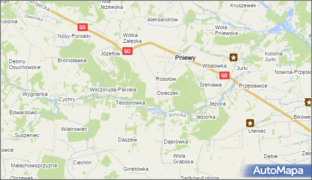 mapa Osieczek gmina Pniewy, Osieczek gmina Pniewy na mapie Targeo