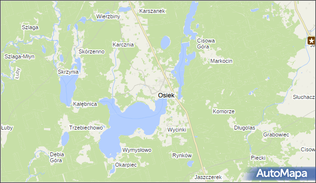 mapa Osiek powiat starogardzki, Osiek powiat starogardzki na mapie Targeo